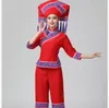 HuNan tujia miao Outfit Hat + Jacket + Pants Guangxi zhuang Garment minority dance dress Lady Enthnic Vacation party costume