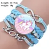 Flicka Unicorn Armband Multilayer Rainbow Hästtid Gemlar Armband Mode Läder Charm CHAIN ​​Cord Bangle Kids Smycken Tillbehör