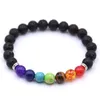 2019 10pc / lot Nouveau 7 Chakra Bracelet Hommes Noir Lava Guérison Équilibre Perles Reiki Bouddha Prière Pierre Naturelle Yoga Bracelet Pour Femmes213o