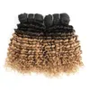 1B 27 Ombre Honey Blonde Deep Curly Hair Bundles 10 12 14inch 3 번들 브라질 물 웨이브 헤어 레미 인간의 머리카락 확장 도매