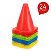 Balls 24 Pack 7 Inch Plastic High Quality Soccer Training Traffic Cone Space Marker for Kids Home Football Training Soccer 4 Colors