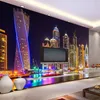 Dropship personnalisé 3D Po papier peint Dubai vue de nuit ville bâtiment papier peint papier peint décor à la maison salon fond mur Pa7735987