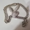 Mens Iced Out Hip Hop Chain Hangers Luxe Designer Sieraden Mannen Diamanten Ketting Grote Hanger Bling Rabbit Charms Rapper Cubaanse Lin9916781