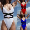 J-07 Buckle Bikini Mujer Monokini Sexy Sexy Feminino Swimsuit One Piece Alto Corte Banheira Terno Mulheres Banhos Push Up Swimwear 2019 Novo