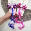 Jednorożec Hair Bow Clip Opaski Glitter Uszy Dzieci Dziewczyny Ponytail Princess Braid Wig Hairbands Akcesoria do włosów dla dziewcząt 0107