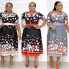 Kontrast Dot Print Büro Dame Kleid Kurzarm O Hals Hohe Taille Mode Lässig Straße Outfits Frauen Lange Kleid AM385G