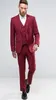 Red Slim Fit Groom Tuxedos Notch Lapel Center Vent Groomsmen Mens Wedding Dresses Excellent Man Suit (Jacket+Pants+Vest)