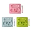 Piatto in silicone per bambini con orso in silicone, stoviglie creative per cartoni animati, ciotola per alimenti per bambini, piastra in silicone anticaduta per bambini6690626