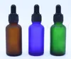 30ml cam damlalıklı şişe 1oz yuvarlak buzlu açık / amber / mavi / yeşil / siyah mat vape e sıvı parfüm uçucu yağ beyaz altın gümüş kap