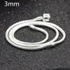 Have Certificate! 100% Real 925 Solid Silver 3mm Snake Bone Charms Necklace Original Charm Chain Necklace for Women 45/50/55/60CM