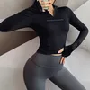 Vertvie Woman Yoga Shirts Jogging Zip Gym Långärmning Top Quickdry Breattable Tight Tops Slim Fitness Running Sportswear 2020269066404136