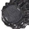 KINKY CURLY Pferdeschwanz-Haarteil für schwarze Frauen, Kordelzug, Pferdeschwanz, brasilianische Haarverlängerung, Clip in natürlichem Schwarz, 1b, 45,7 cm, volles Ende