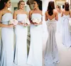 2020 Simple Chiffon Bruidsmeisje Jurken Strapless Bow Sweep Train Custom Made Plus Size Maid of Hono Town Beach Wedding Guest Party Wear