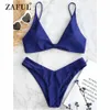 Zaulowany Bikini Niski Rise Cami Swimwear Kobiety Wysokiej Cut Swimsuit Sexy Spaghetti Paski Low Waist Wyściełany garnitur kąpielowy Biquni Y19062801