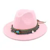 Fashion-Band Decoration Felt Jazz Hat Fedora Panama Flat Brim Formella hattar Oktoberfest Fedoras Trilby Chapeau
