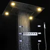 Juego de ducha de lluvia grande de lujo para baño, cabezal de ducha Led, Kit de ducha de lluvia en cascada, grifos termostáticos con chorros corporales de masaje