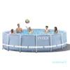 Partihandel-Intex 305 * 76 cm Rundram över markbassängen 2020 Modell Pond Family Swimming Pool Filter Pump Metal Ram Structure