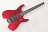 Metallisk röd huvudlös elektrisk gitarr med Floyd Rose, 24 Frets, Rosewood Fretboard, kan anpassas som förfrågan