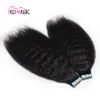 Kinky Curly Skin Weft Taśma w przedłużaniu włosów Kinky Prosty splot 100% Human Hair Brazylijski Indian Peruvian 12-28 cal 100g / 40szt