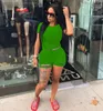 Nouveau grande taille 3X femmes été deux pièces ensemble couleur unie tenues à manches courtes t-shirt déchiré trous shorts vêtements de sport décontractés 2927