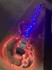 Renkli LED Işık Akrilik Vücut Elektro Gitar ile Floyd Rose Bridghsh Pickupscan Özelleştirilmiş 9454243