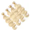 Faisceaux blonds russes avec 360 frontal 613 blond décoloré vague de corps cheveux humains 360 fermeture en dentelle complète 225x4x2quot avec tissages 46378335