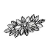 Vintage Rhodium Silver Plated Grey Glass Marquise Crystal Diamante Brooch Prom Party Pin Gifts Free Shipping