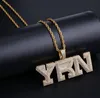Iced Out Pendant Hip Hop Luxury Designer Jewelry Mens Diamond Rapper YRN Bubble Letter Pendants for Men Women Kids with Rope Chain Fashion