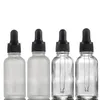 30ml Clear Frosted Glass Dropper Essential Olja Kosmetisk flaska för hudvård kosmetik Essens med svart lock