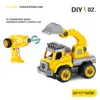 Kid 2.4G RC Excavator Model Toy, DIY Assembly with Electric Drill, Concrete Truck, Dump Truck, Crane, Bulldozer, for Xmas Party Birthday Gifts