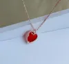 Groothandel - S925 Sterling zilveren ketting rood hart temperament dames ketting rood hart agaat hanger gratis verzending