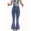 JAYCOSIN 2019 Женщины моды сплошной цвет тощий Комбинезоны Flare джинсы молния Высокая талия Темно-синий Vintage Sexy Bodycon Street 127