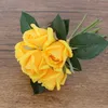 6 Rosen pro Blumenstrauß künstliche wirkliche Note Blumenhochzeitsblumenanordnung Hauptdekoration weißes rosa gelbes lila Orange C18112601