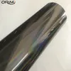 Rouleau de finition arc-en-ciel en vinyle chromé holographique noir bricolage feuille d'emballage de Film adhésif à dégagement d'air
