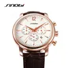 SINOBI Fashion Causal Mens Watches Top Brand Luxury Calendar Chronograph Leather Watchband Wrist Watch Business Montre Hommes