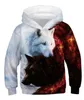 Nouveau 2019 Automne Filles Hoodies Loup Imprimer 3D Garçons Sweats Enfants À Manches Longues Chemises Pour Filles Garçons Enfants Sweat À Capuche Sweat