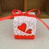 Scatole di caramelle per matrimonio Festa di compleanno Festival Double Hollow Love Heart Taglio laser Avvolgere Confezione regalo Scatola di carta con nastro Xmas XD22057