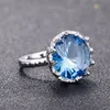 Azul Gem anéis de pedra Mulheres casamento dedo marca de jóias por Mulheres Criado azul anel de cristal
