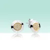 Classic design 925 Silver disc Stud Earrings Original box for Pandora Yellow gold plated Earring for Women Men Gift Jewelry sets