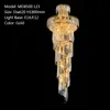 Moderne Kristallleuchter-Beleuchtungskörper-Glanz-Kristall-lange Spiral-Gold- oder Silber-Anhänger-Hängelampe für Restaurant-Hotel-Lobby MD8500
