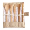 bamboo cutlery set spoon knife fork reusable flatware picnic travel disposable eco friendly 100% biodegradable dinnerware