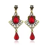 Boucles d'oreilles en gros pour les femmes rouge bleu pierres précieuses lustre boucle d'oreille vente chaude bohème style de vacances cristal rubis bijoux cadeaux d'anniversaire