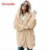 Faux bont teddybeer jas jas dames mode open steek winter capuchon jas vrouwelijke lange mouw fuzzy jas warm 2018 hete nieuwe