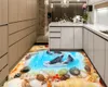 Custom 3d Home Floor Mural Wallpaper Beautiful Conch Shell Dolphin Swimming HD Indoor Floor Wallpaper