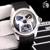 Ny 45mm Admiral's Cup Bubble Automatisk Tourbillon Mens Watch Steel Case Grey Dial Silver Skull Grey Leather Rubber Watches P2905