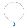 Clavicle Chain Blue Butterfly Pendant Necklace Korean Female Costume Drag Queen Jewelry 1 Pc for Women