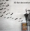 12 stks / set Halloween decoratie 3D Zwart PVC Bat DIY Decor Muursticker Halloween Party Bar Decals Scary Halloween Party GB1155