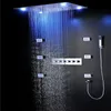 Lüks Çok Fonksiyonlu 600 * 800mm Büyük Duş Bataryaları Banyo LED Duş Sistemi Şelale Yağış Duş Başlığı Paneli Vücut Jetleri ile Sprey Set