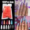 100 pçs/saco Unhas foscas falsas Manicure de cor sólida Unhas postiças Cobertura completa para decoração curta Imprensa na extensão de arte de unhas falsa