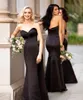 Black Off the Shoulder Mermaid Bridesmaid Dress Floor Length Prom Gown for Wedding Party Maid Of Honor Dresses